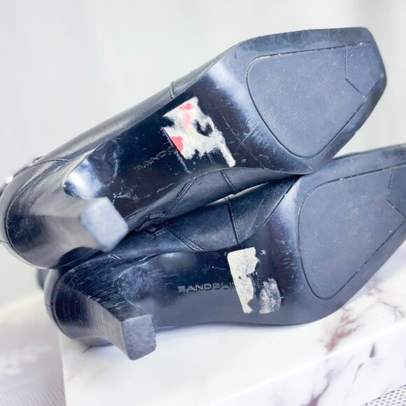 Wicked Style Bandolino Black Long Square Toe Boots Heeled Buckle Accent Shoe - Picture 8 of 12